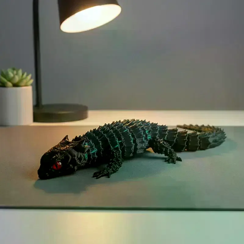 3D Printed Conjoined Lizard Statue Ornaments, Movable Cartoon, Creative Desk Plants, Rockery, Fish Tank Landscaping Decoration