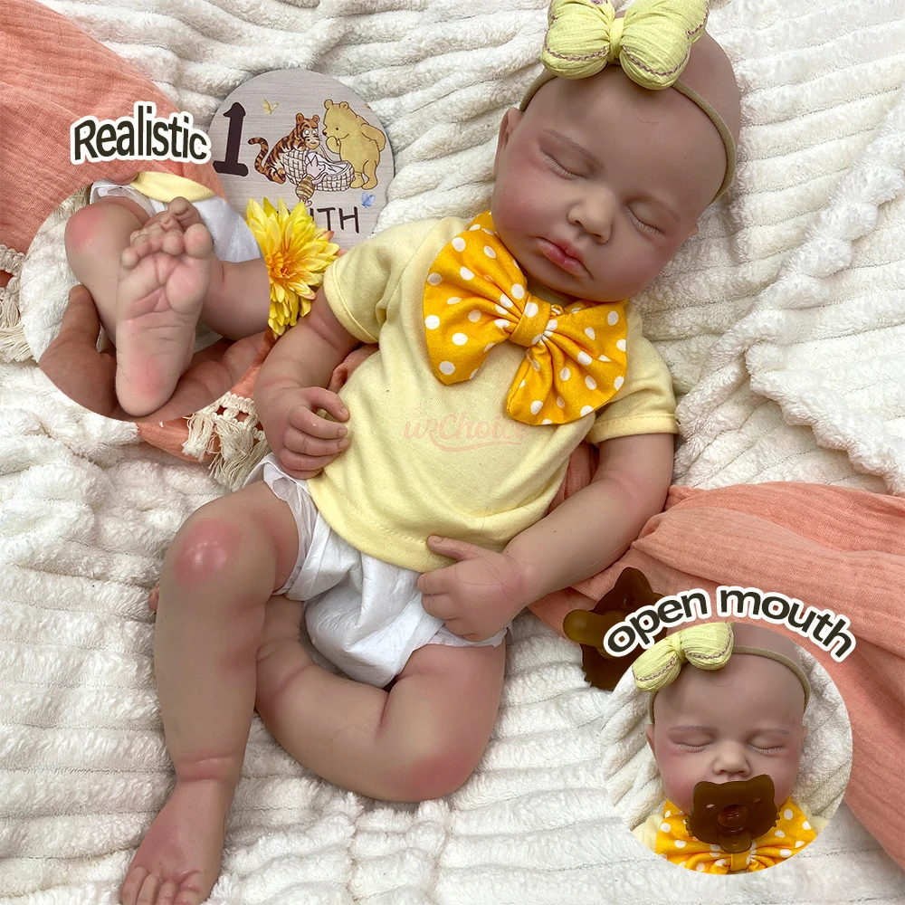 

Lifelike Sleeping Baby Full Silicone Baby Doll 50cm Handmade Real Skin Details 1:1 Weight Washable Companion For Lonely Elderly