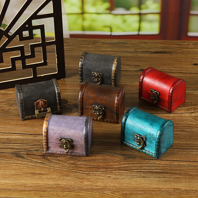 Vintage Hand‑crafted Mini Wooden Chest Box, Password Lock Jewelry Trinket Storage Case, Retro Decorative Organizer Home Decor