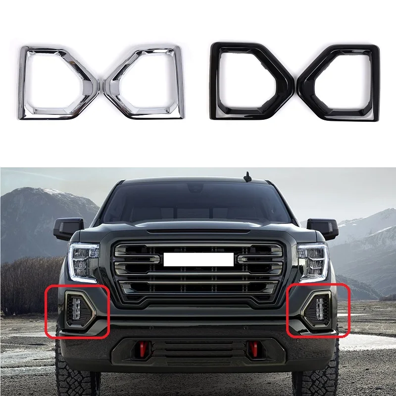 2PCS Front Bumper Fog Light Bezel Cover Trim Left+Right For GMC Sierra 1500 AT4 Denali SLT 2019-2022 84176752 84176753