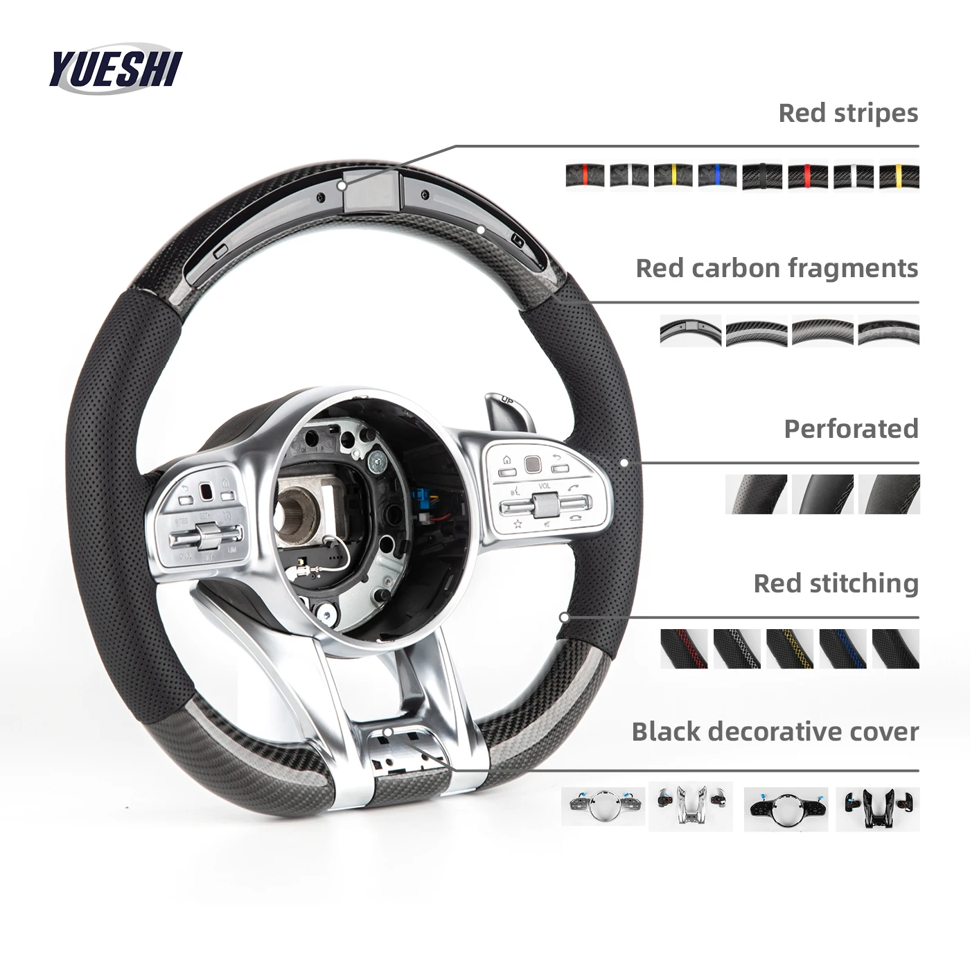 For LED Steering Wheel for Mercedes-Benz C E S-Class GLC GLE GLS Carbon Fiber Customized High Quality Luxury