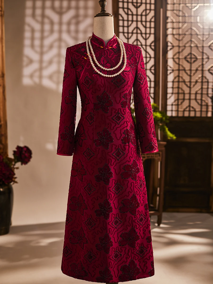 

Свадебное платье A-силуэта для женщин, винтажное, в китайском стиле, с длинной юбкой, для мам, высокого класса