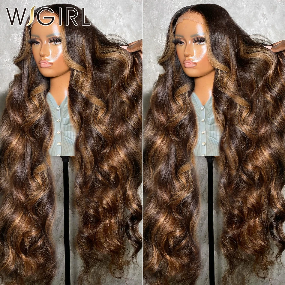 30 32 Inch Body Wave 13x4 Ombre Highlight HD Transparent Lace Frontal Wigs 13x6 4/27 Colored Wigs Lace Front Human Hair Wigs