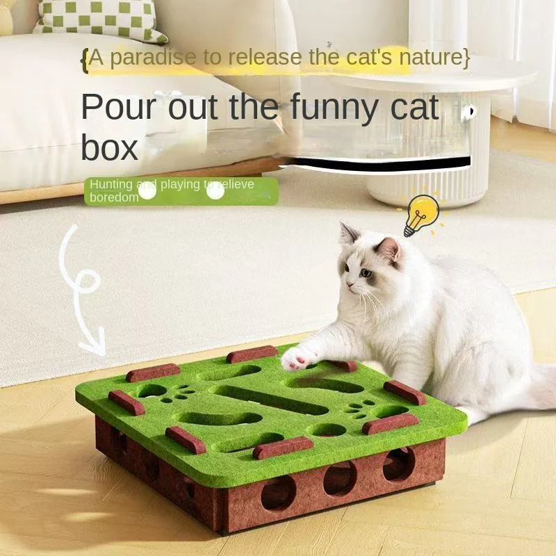 

Cat Toy Self-Entertainment Pet Maze Hole-Punching Felt Box Teasing Cat Bell Ball