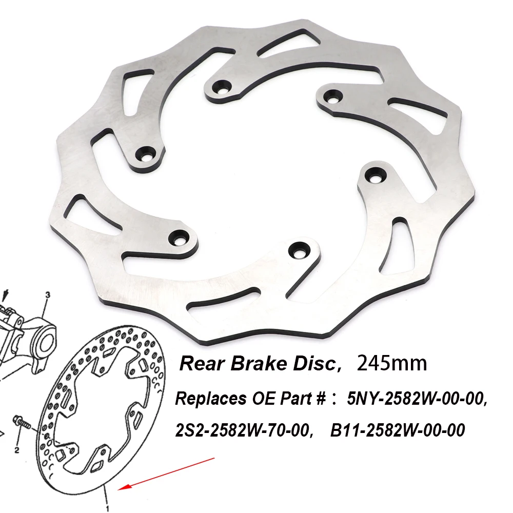 Rear Brake Disc Rotor 245mm For Yamaha YZ125 250 YZ250F /X/FX YZ450F/FX  YZ426F 2002-2017, WR 125 250 250F 426F WR450F 2002-2018