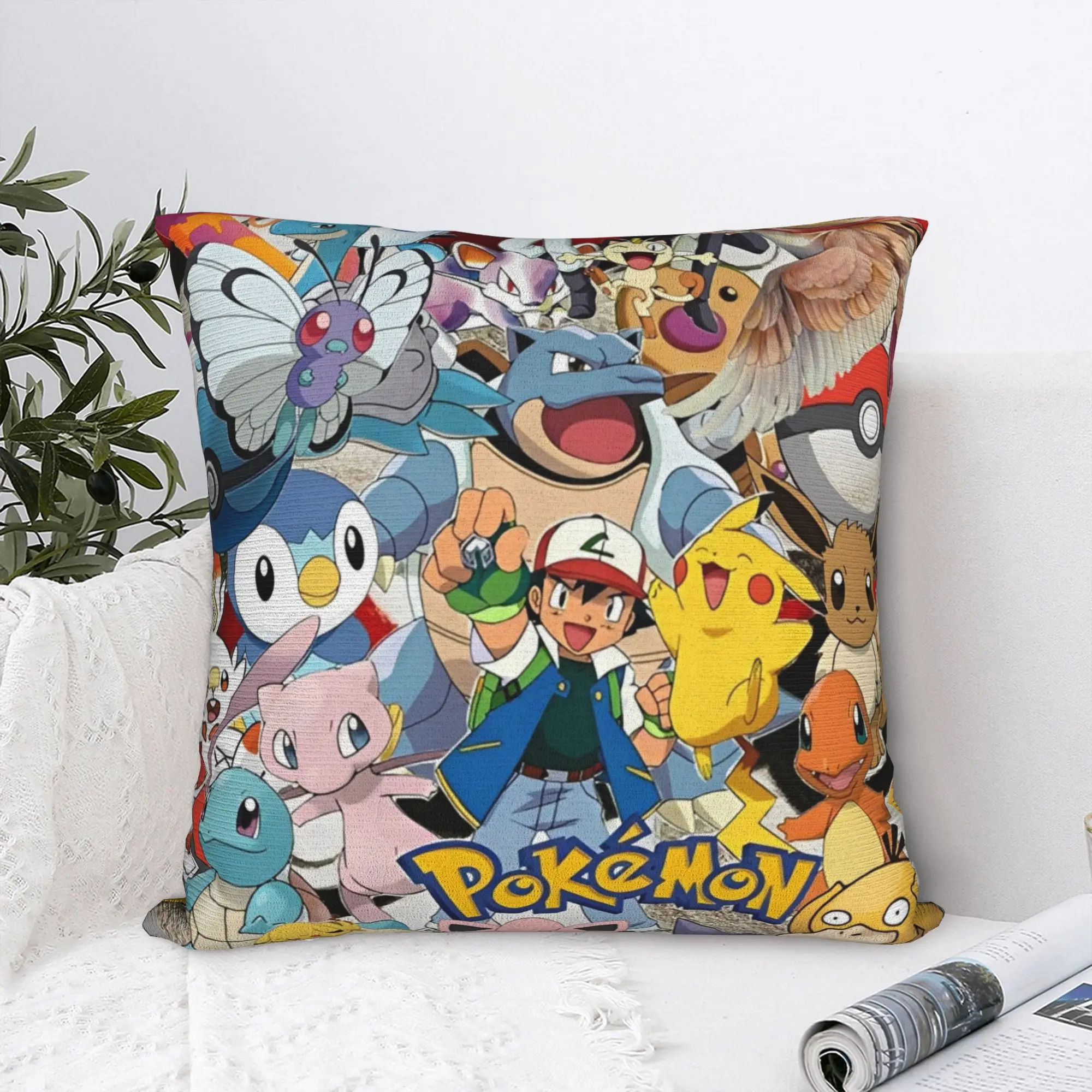Square Pillowcases Polyester Room Pokemoned Cushion Cover Funny Home Decoration Pillow Cover 40*40
