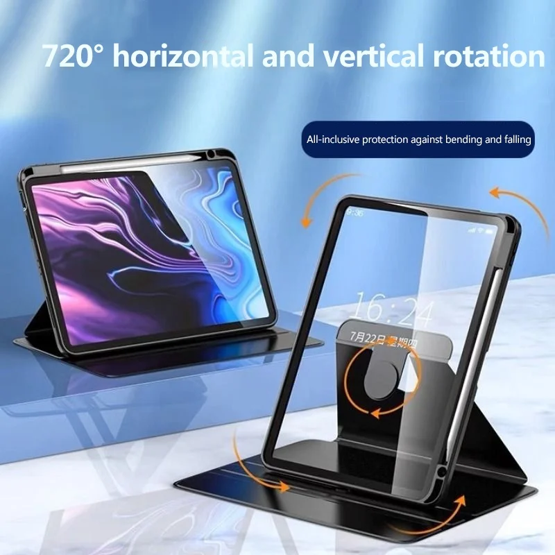 Rotating Acrylic Case For Honor Pad 8 Pad 9 12.1 2023 MagicPad 13 X9 X8 Pro 11.5 X8 10.1 X8Lite V8 V7 Pro Cover With Pen Slot