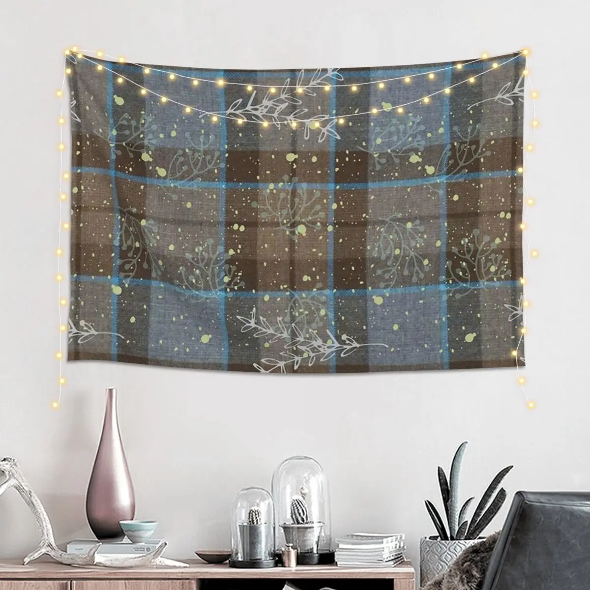 Outlander TV Clan Fraser Tartan Windblown Tapestry Art Wall Hanging Aesthetic Home Decor Tapestries for Bedroom Dorm Room