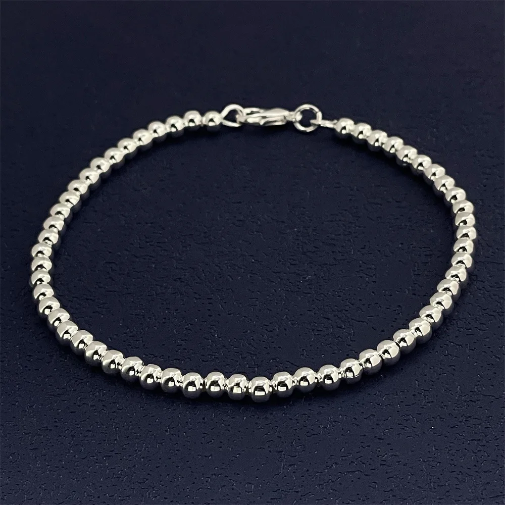 925 Silber Farbe Armband Modeschmuck 4mm Bean Armband Hohlperlen Armband Fabrik Großhandel Qualitätsgeschenke