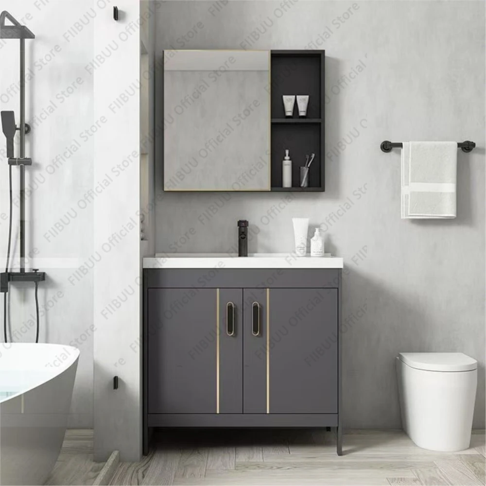 Modern Multifunctional Bathroom Vanity Large-Capacity Integrated Ceramic Washbasin Cabinet Bathroom Furniture With Accessories