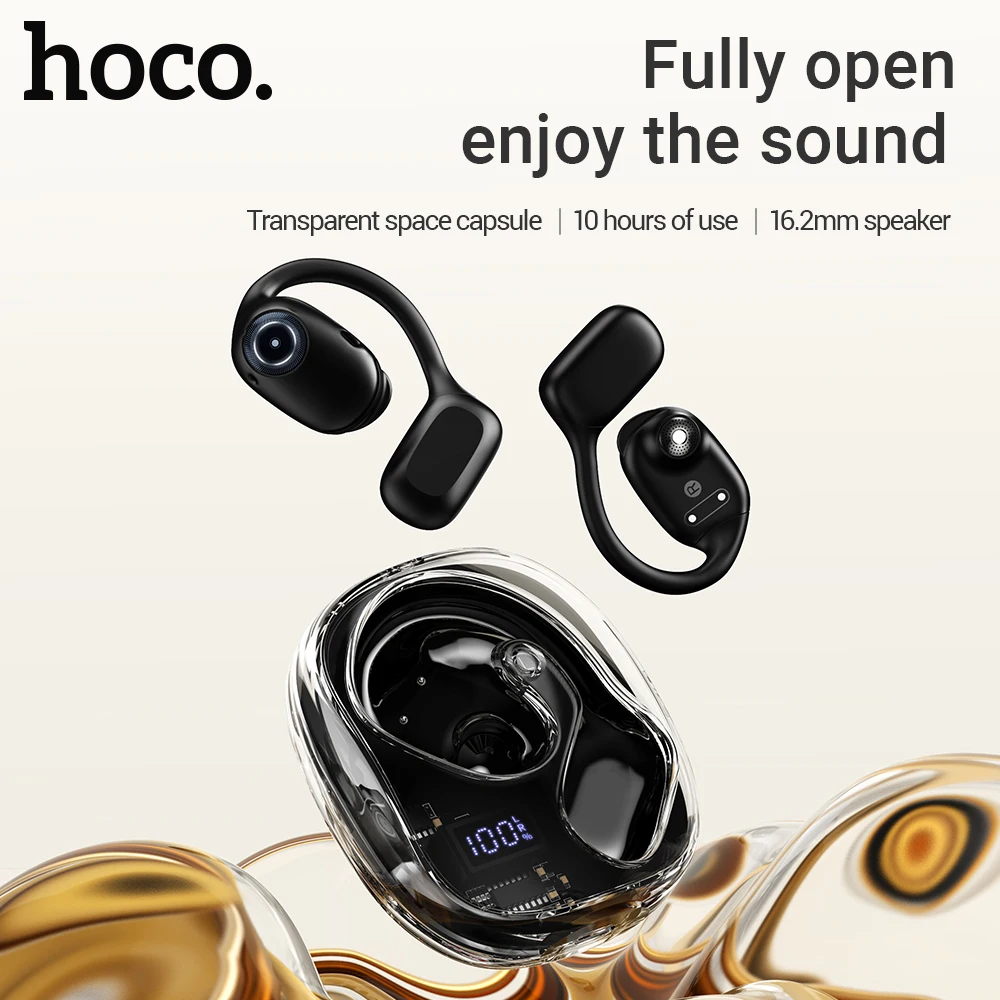 HOCO Bluetooth 5.3 headset TWS Wireless Earphone suspension wear Hifi Stereo Sound Dual Microphone Music Sport Earbuds