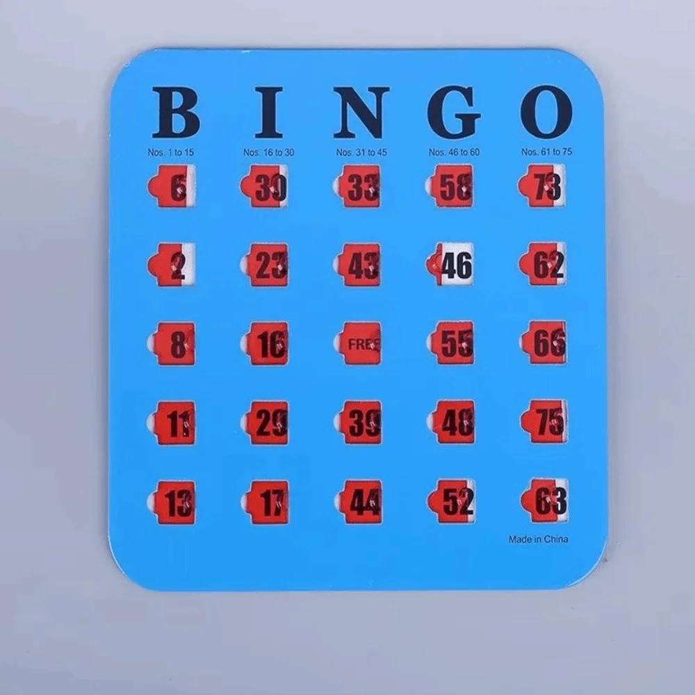 5PCS Paper Bingo Game Cards Large Print Sliding Window Slide Bingo Cards Compact Design Self Contained Bingo Board Cards