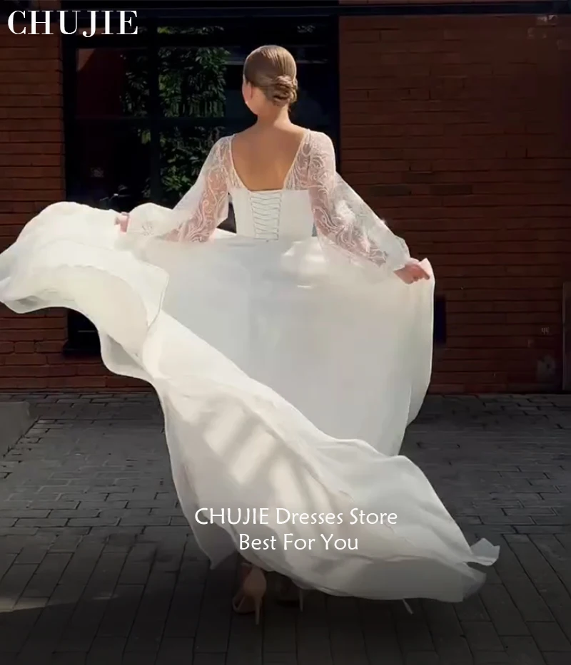 맞춤형 흰색 웨딩 드레스 아플리케 긴 소매 오간자 프로미 드레스 단정한 긴 소매 이브닝 가운 모로코 파티 드레스