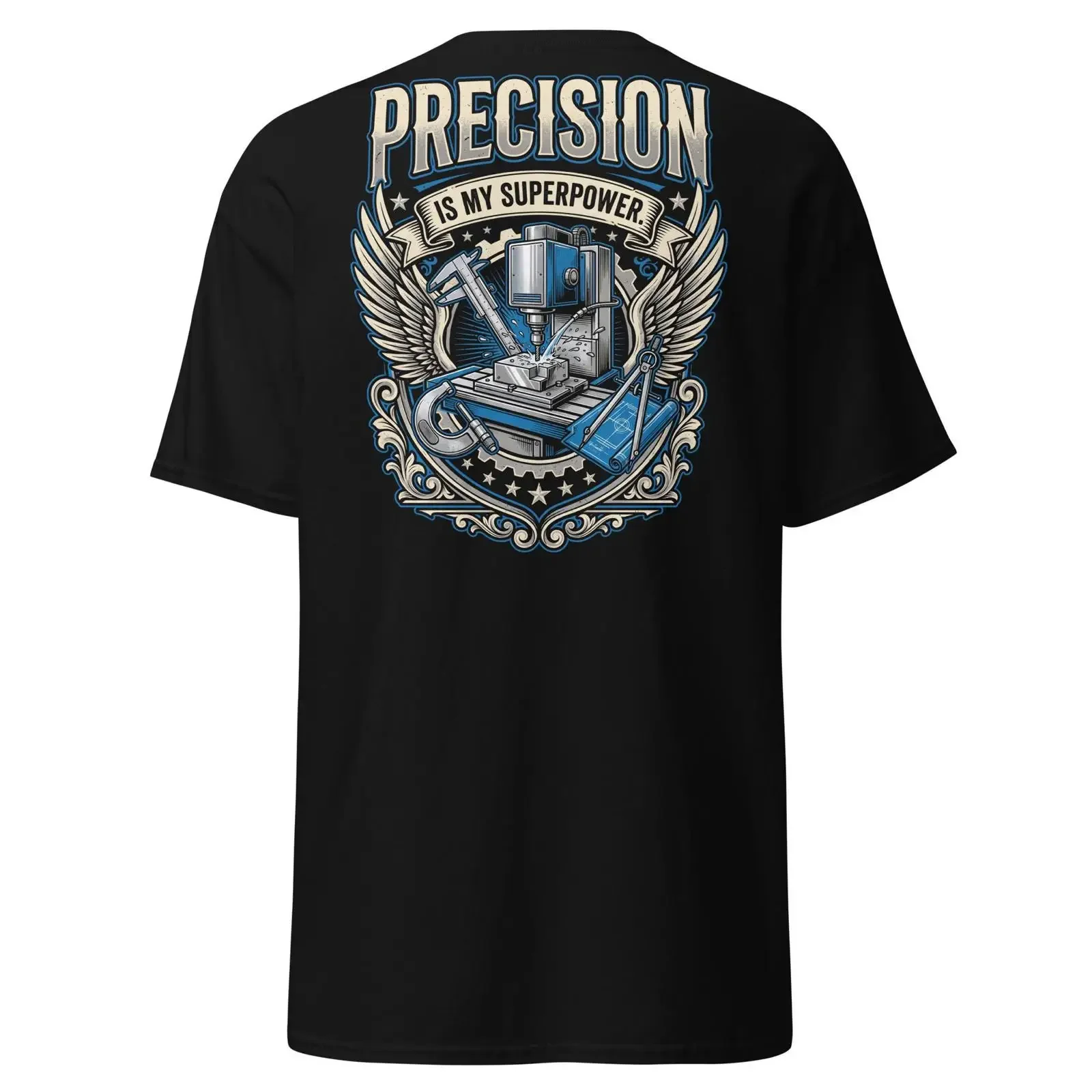 CNC MachinisT T Shirt Precision Is My Superpower Vintage Machine Shop vintage Washed Unisex homme Comfortable