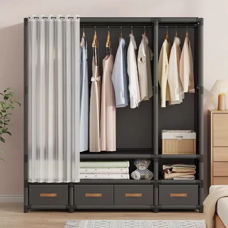 DSA simple wardrobe steel pipe bold reinforcement group full steel frame cloth rental room storage cabinet bedroom clothes