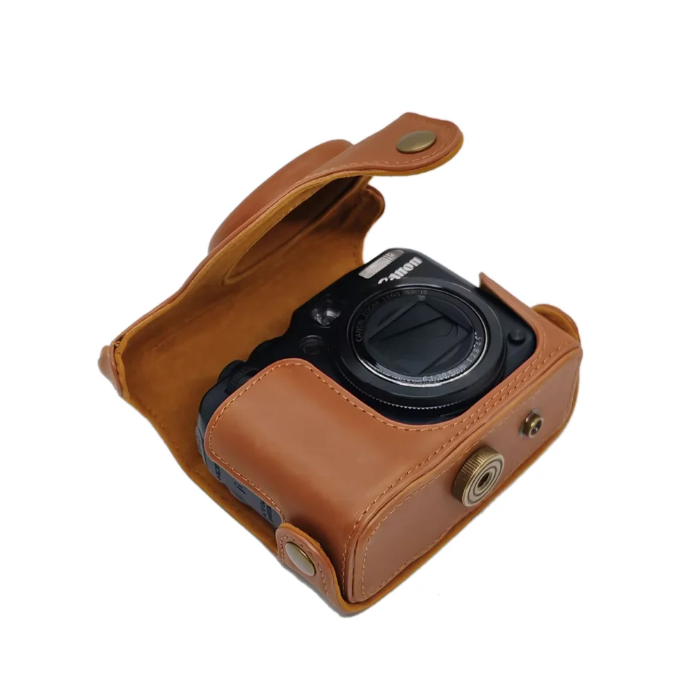 PU Leather Camera Bag Case For Canon Powershot G10 G11 G12 Full Body Cover WIth Strap