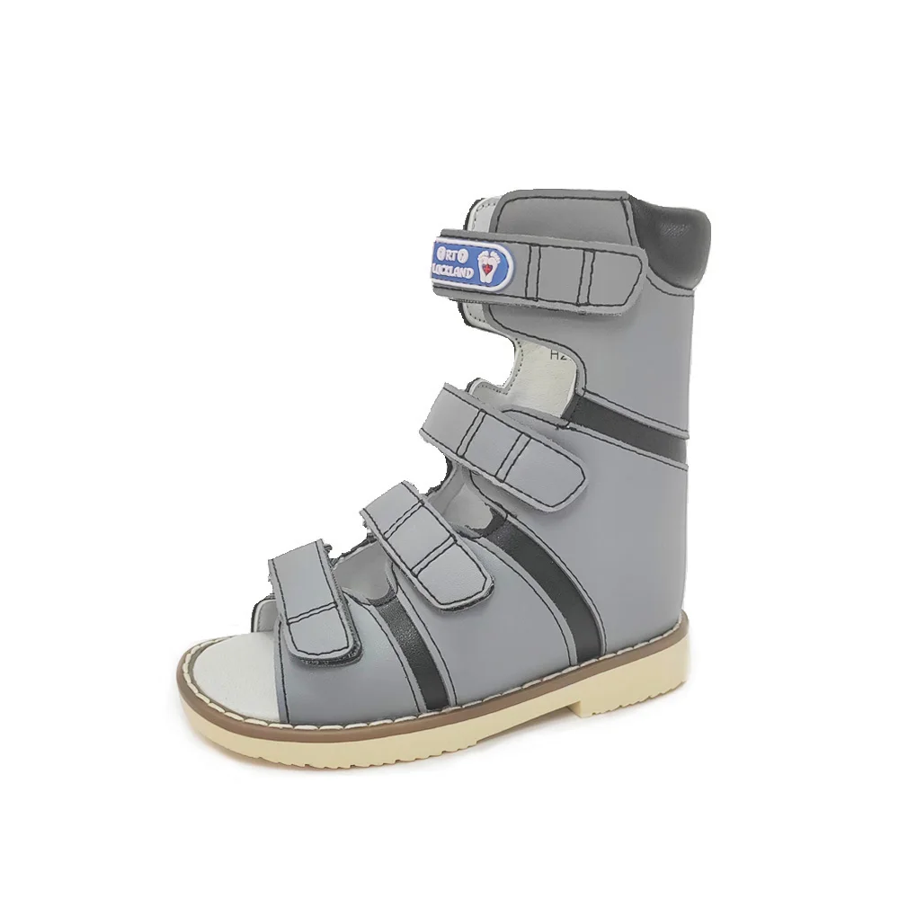 Ortoluckland Kid Sandals Girls Boys Clubfoot Orthopedic Footwear High Top Tiptoe Flatfoot Leather Shoes For Children