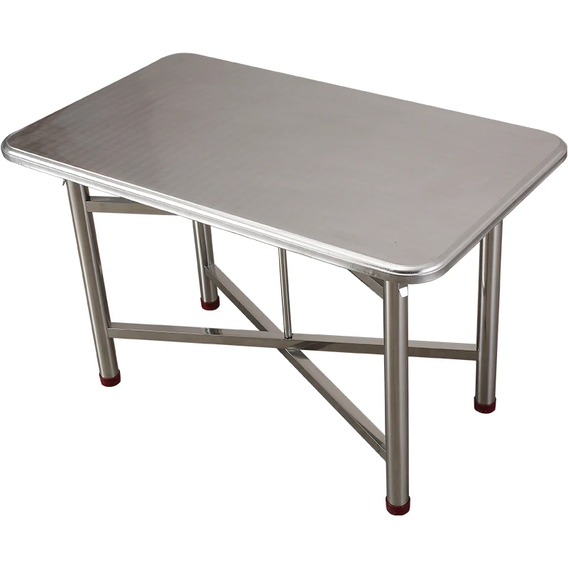 Nieuwe roestvrijstalen eettafel opvouwbare eettafel eenvoudige rechthoekige vierkante tafel balkon huishoudelijke eettafel