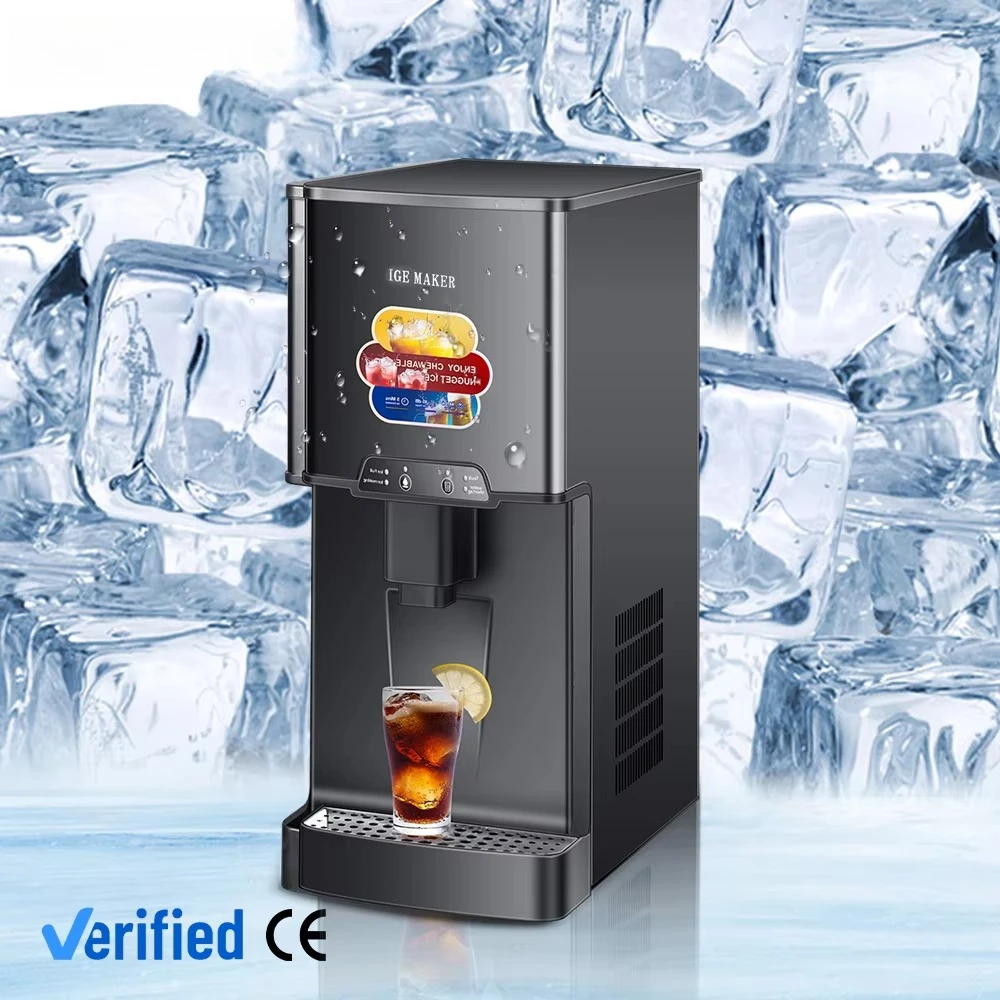 2026 High Click Bar Use 80KG/24h Ecozy Water Dispenser Cube Ice Maker Fast Chewable Pebble Ice Machine for Beverage Shop
