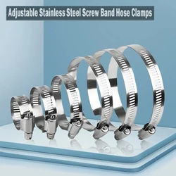 5pcs/10pcs Adjustable Stainless Steel Screw Band Hose Clamps air intake Gas pipe Fuel Tube Water Pipe Fixed Clip Hoop ID6-311mm