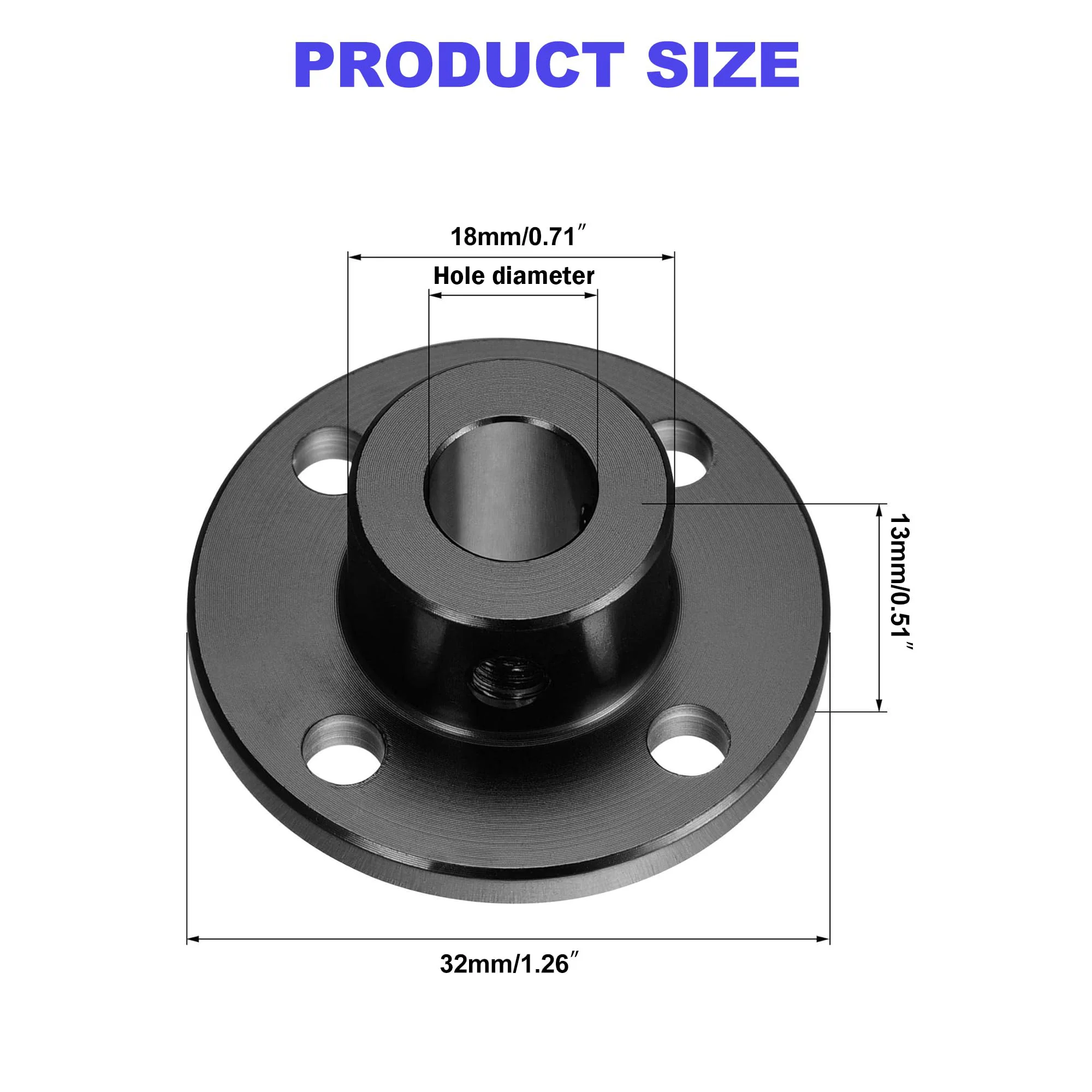 Rigid Flange Shaft Coupling 1Pcs Black Aluminum Flange Guide Shaft Coupler 6mm 8mm 10mm 12mm Motor Connector DIY Model RC Robot