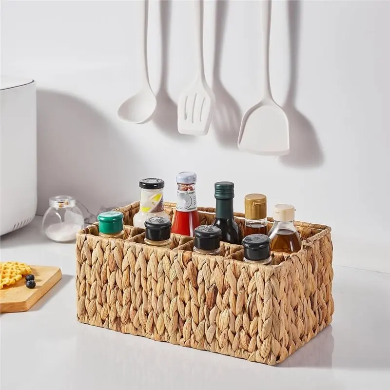 ABUG-Napkin And Silverware Holder Woven Straw Storage Basket For Table, Party & Picnic Use