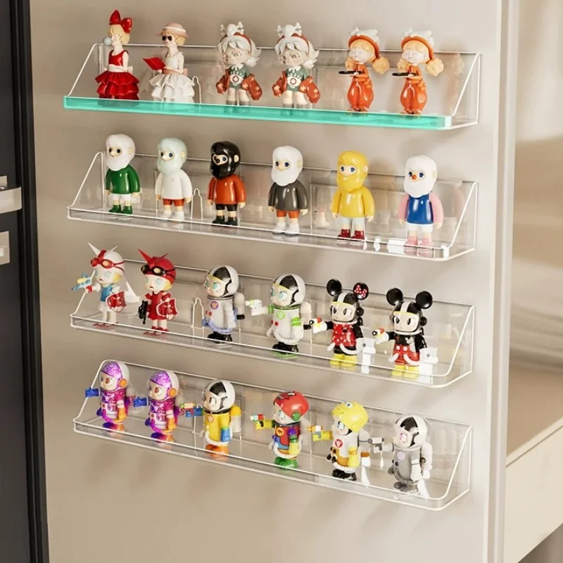 Action Figure Stand Acrylic Display Stand Blind Box Doll Display Rack Wall Mount Doll Toy Storage Box Clear Doll Showing