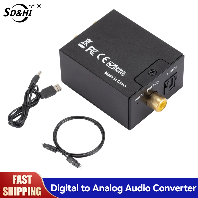 Protable 3.5Mm Jack Coaxial Optical Fiber Digital To Analog Audio Aux Rca L / R Converter Spdif Digital Audio Decoder Amplifier