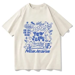 2024 NewJeans Bunies T-Shirt Harajuku Graphic Funny Kawaii T-Shirt Women's High Quality Daily Casual Cotton T-Shirt Korea