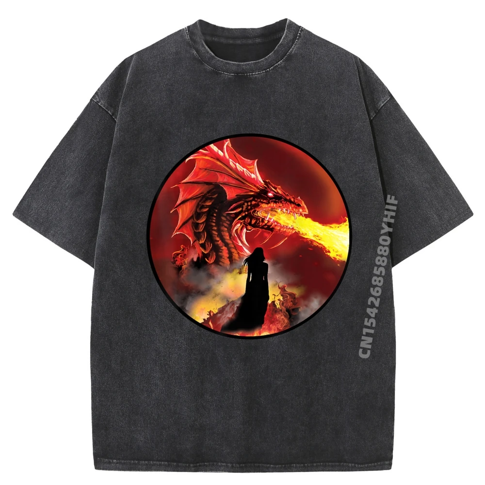 

Dragon And Wommen Simple Men T-shirt Summer Slogan Tops & Tees Hip Hop Cotton Soft Retro Washed T-shirts Mens Clothes