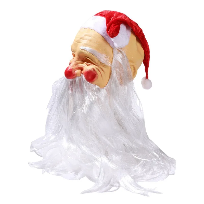 Weihnachten Latex Maske Multi-Stil Bar Schule Einkaufszentrum Party Hut Bart Latex Kapuze Overhead Masque Kostüm Set Lustige Nase