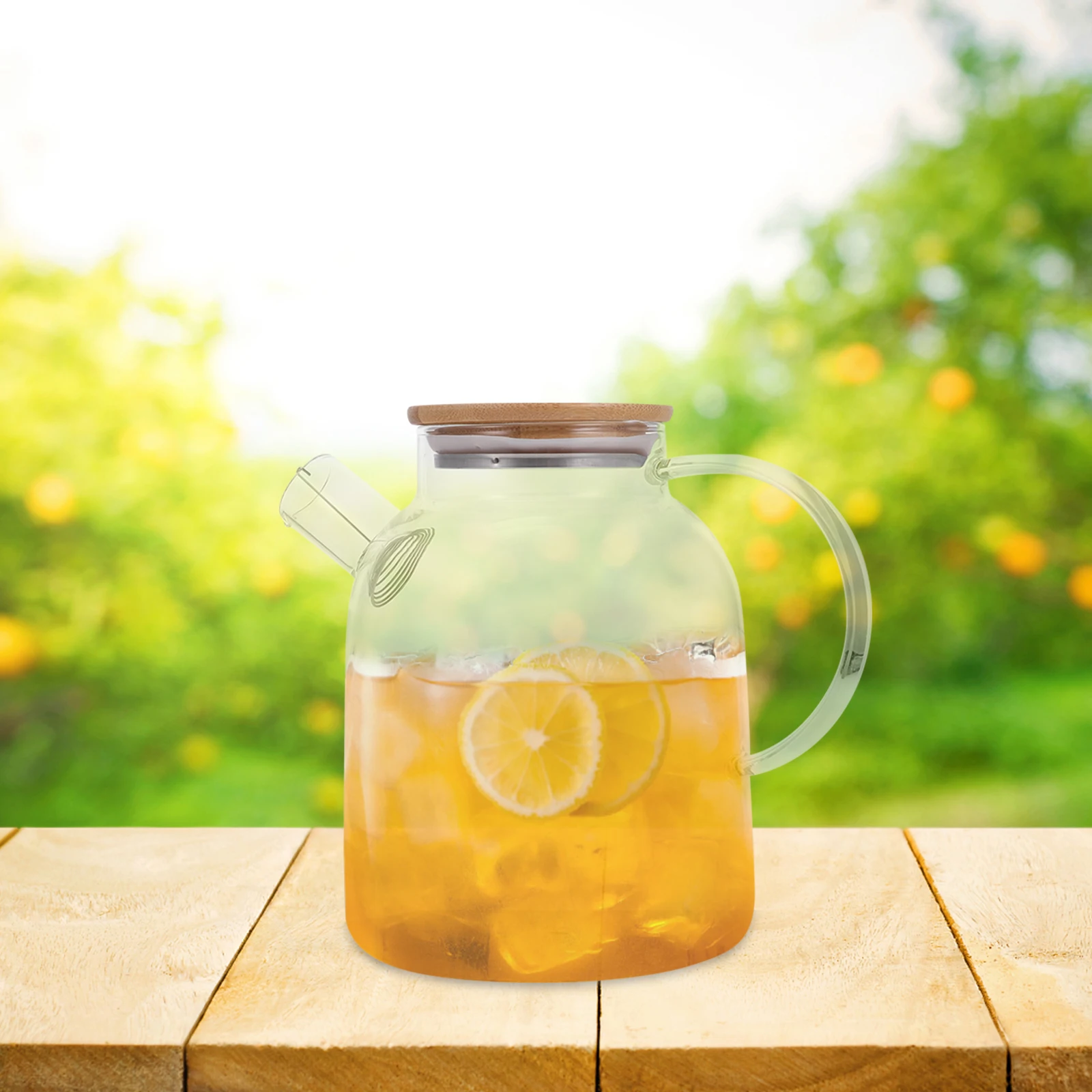 

1 шт., большой емкости, стеклянный кувшин для воды, прозрачная бутылка для холодной воды, ручка, крышка, защита от капель, широкий рот, легко чистится