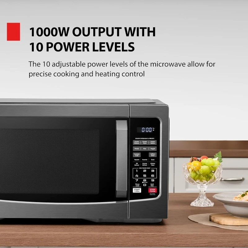 EM131A5C-BS Countertop Microwave Ovens 1.2 Cu Ft, 12.4" Removable Turntable Smart Humidity Sensor