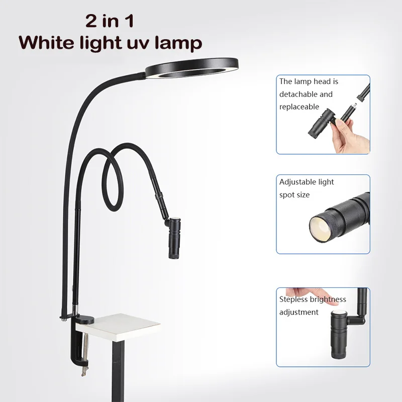 

2 in 1 UV Lash Light UV Eyelash Lamp 5W LED Eyelash Extensions Tech Glue Lamp with Foot Pedal Control Glue Cured in 2-3 Seconds