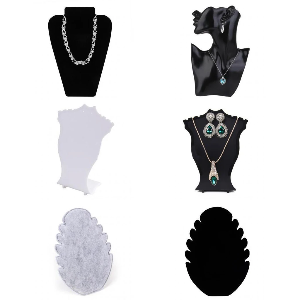 Jewelry Display Bust Velvet Stand for Necklace Pendant Earrings Organizer for Boutique Shop and Home Shelf