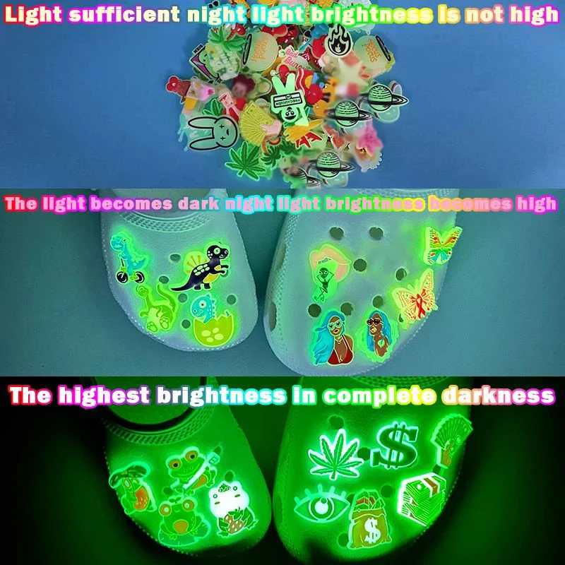 1/10PCS Luminous Shoe Charms Dollar Fluorescent Clog Pendant Hemp Leaf Shoe Accessories Growing in the Dark Shoe Buckle Gift