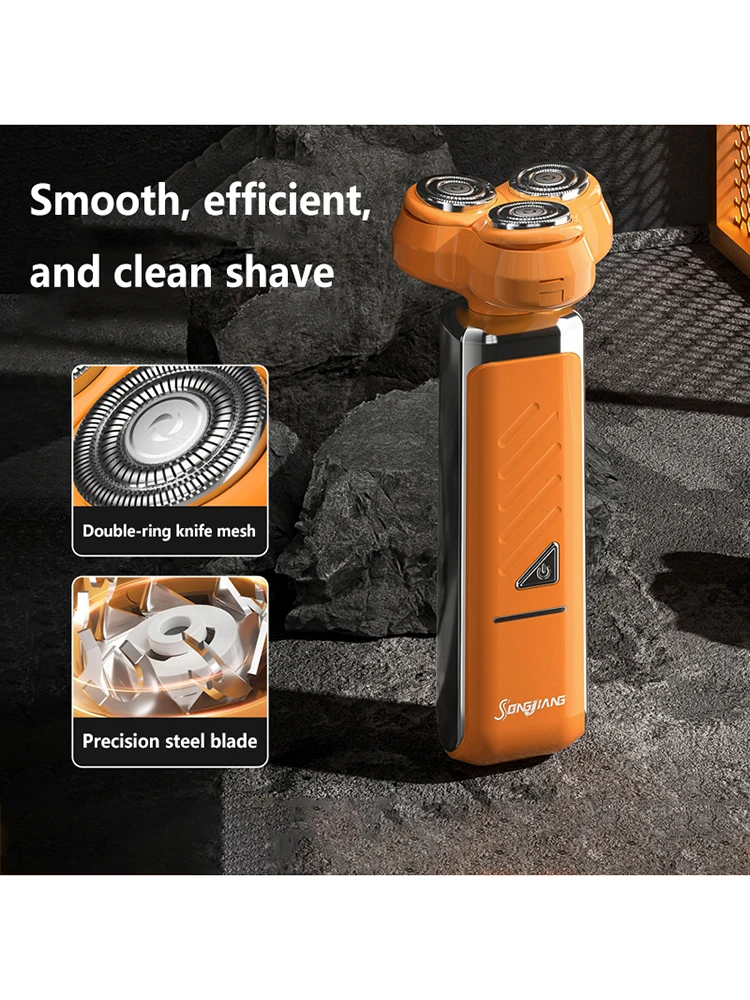 Portable Electric Shaver Floating Three Blade Shaver Stainless Steel Blade Portable High Speed Shaving for Men Boyfriend Gift