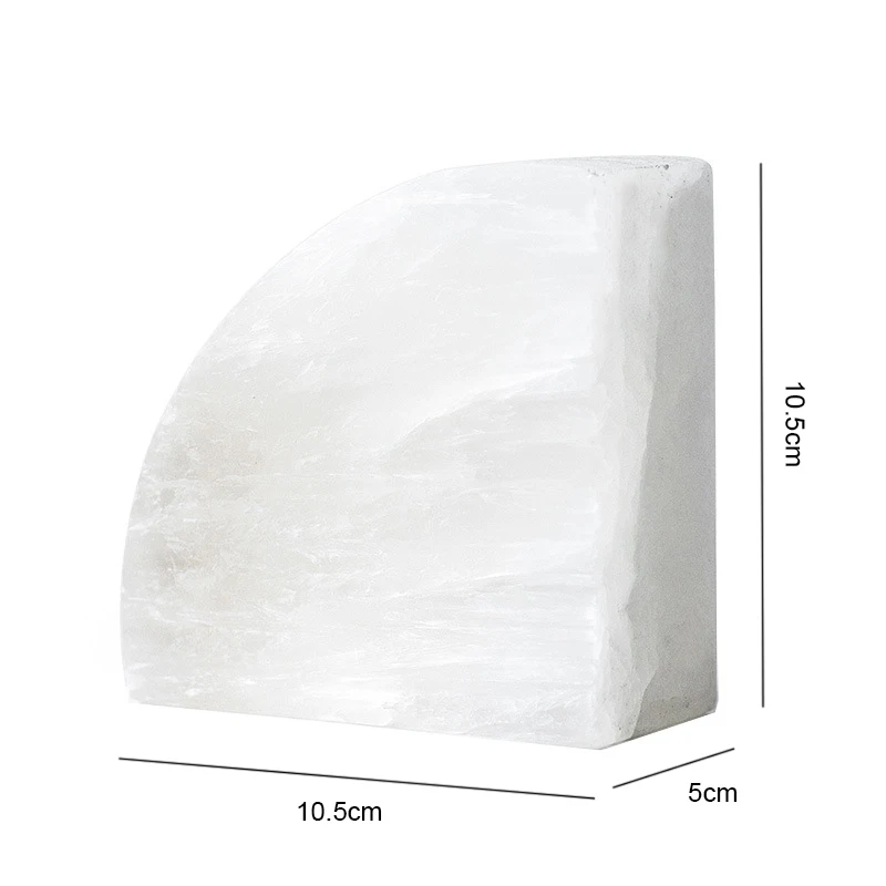 White Onyx Natural Gypsum Mine Bookend Real Stone Study Stationery Bookshelves Book Holder Book Stand Home Decoration