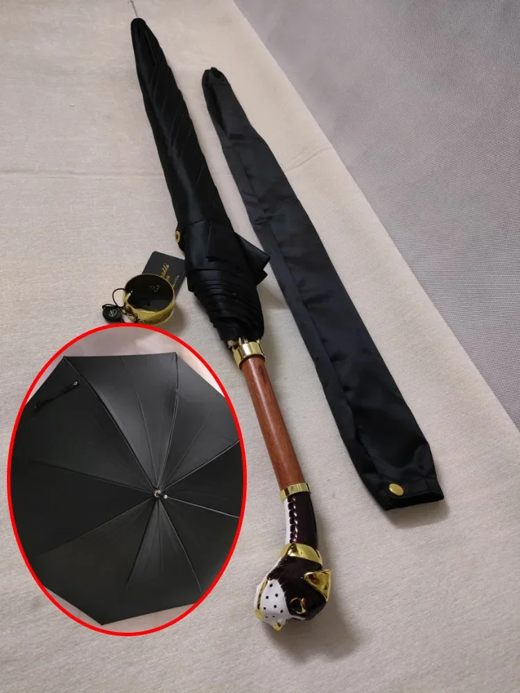 Dog Head Moulding Umbrella Gentleman Long Handle Sunny Rainy Umbrella Men and Women Semi-automatic Sun Protection Household