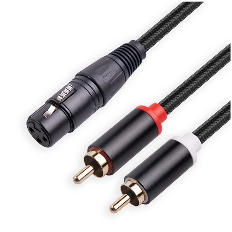 JABS-2X 3Pin XLR หญิงเป็นคู่ RCA ชายสายแยก Y,เครื่องผสมเสียงสายสัญญาณเสียง,สายเชื่อมต่อเสียงสเตอริโอ,3 เมตร