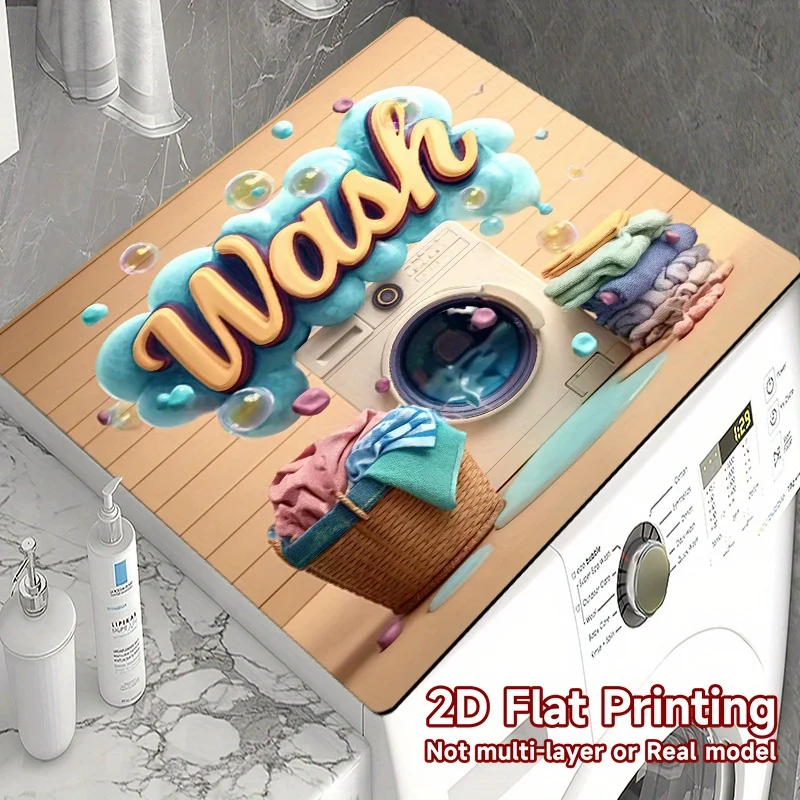 

1PC2D Flat Print Laundry Room Mat with Bubble Floating Clothes Design Ideal for Colorful Kitchen Decoration Laundry Basket Theme