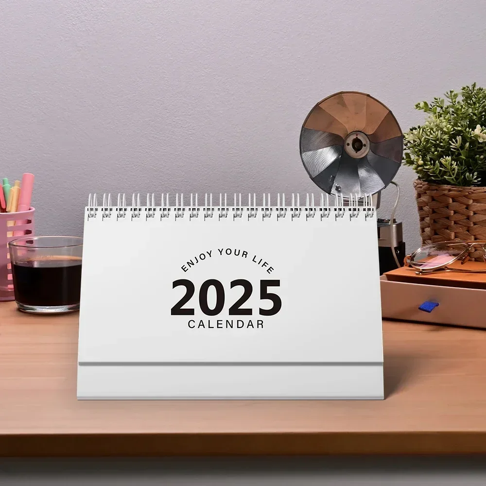

2025 Desktop Calendar 12 Month Calendar, Simple Black and White, Vertical Clam Top Small Desktop Calendar, Homeschool Office