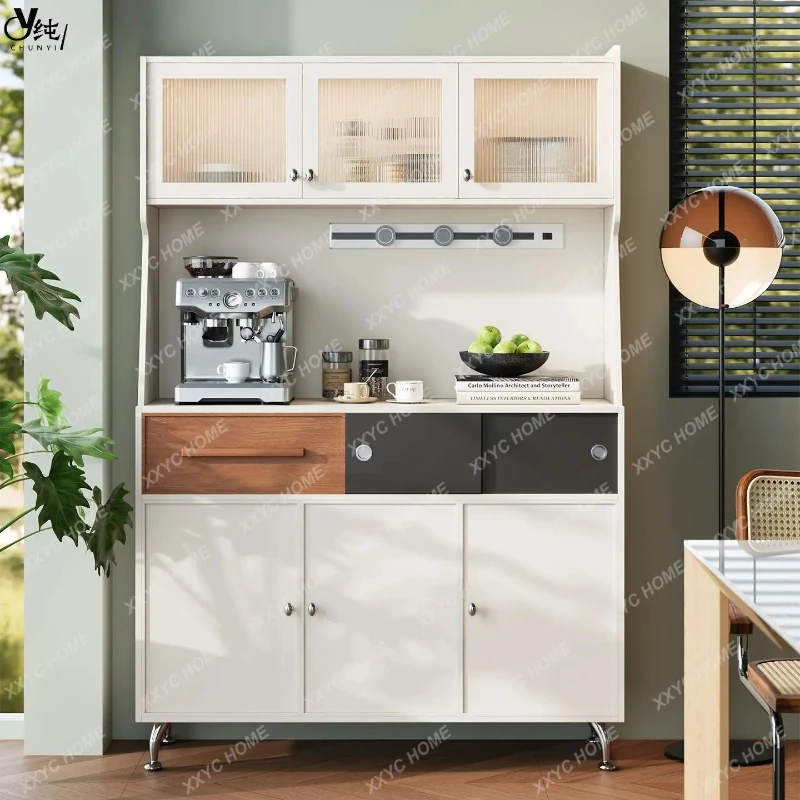 

HMedieval solid wood dining side cabinet, color matching locker, living room storage integrated retro wine cabinet