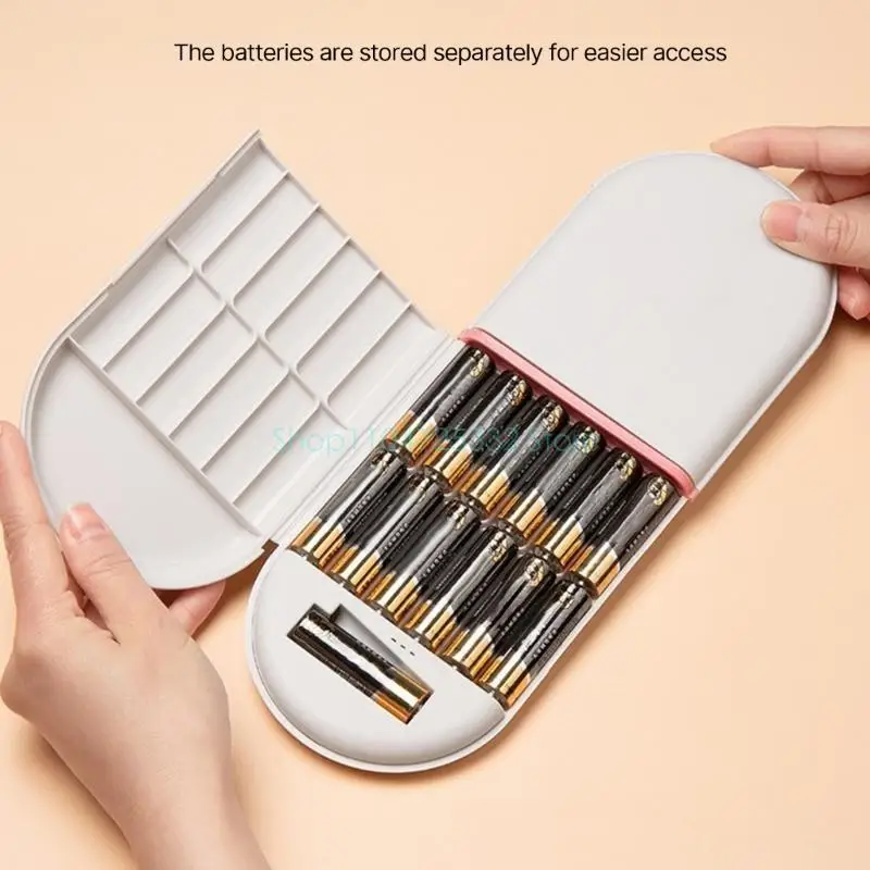 Battery Storage Case Holds with Electric Quantity 12 AA & 12 AAA Batteries Organizers with Power Level Shockproof Box