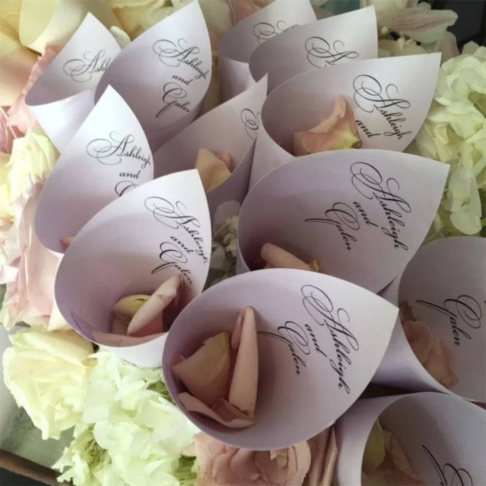 25PCS Personalized Wedding Petal Favor Cones (Shown in Kunzite)