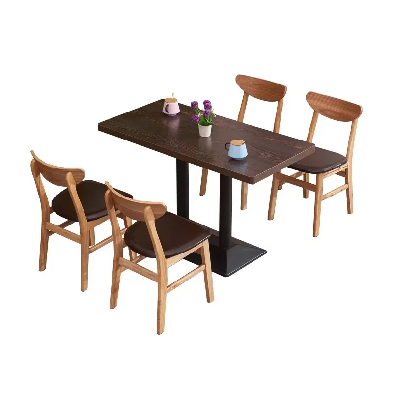 

A Restaurant furniture Solid wood dining chair Dining table and chair 4 seats Dining table and chair Cafe Fast food restaurant