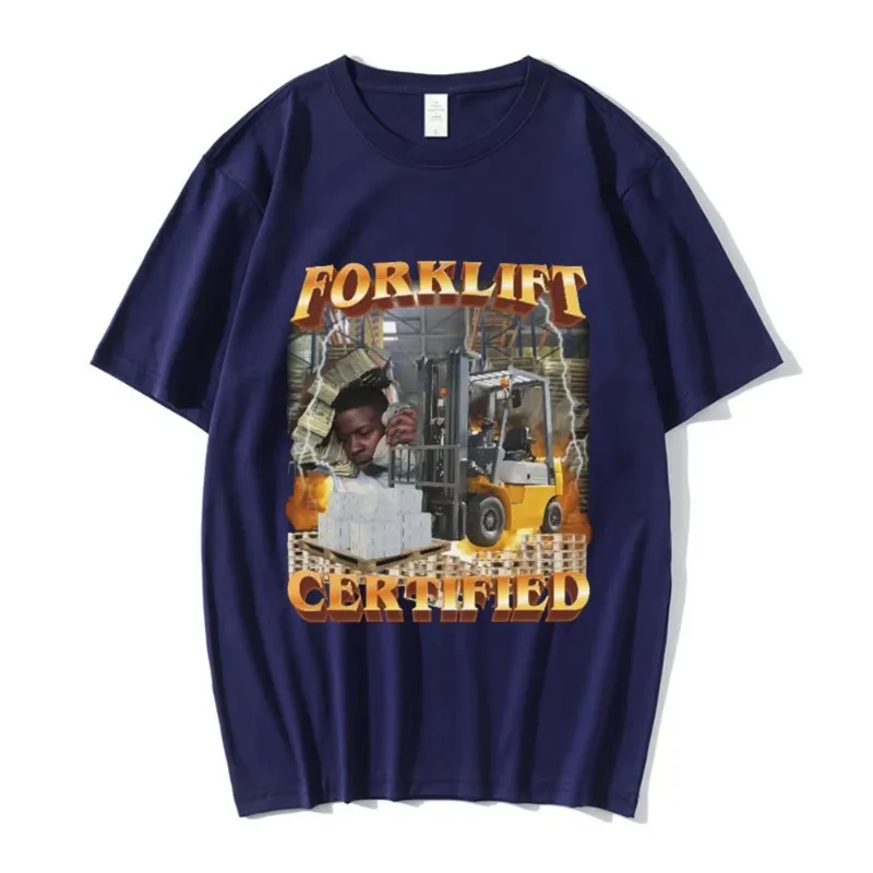 Vintage Funny Forklift Certified Operator Graphic T-Shirt Men's Fashion Short Sleeve T-shirts Cotton Casual Oversized T Shirts