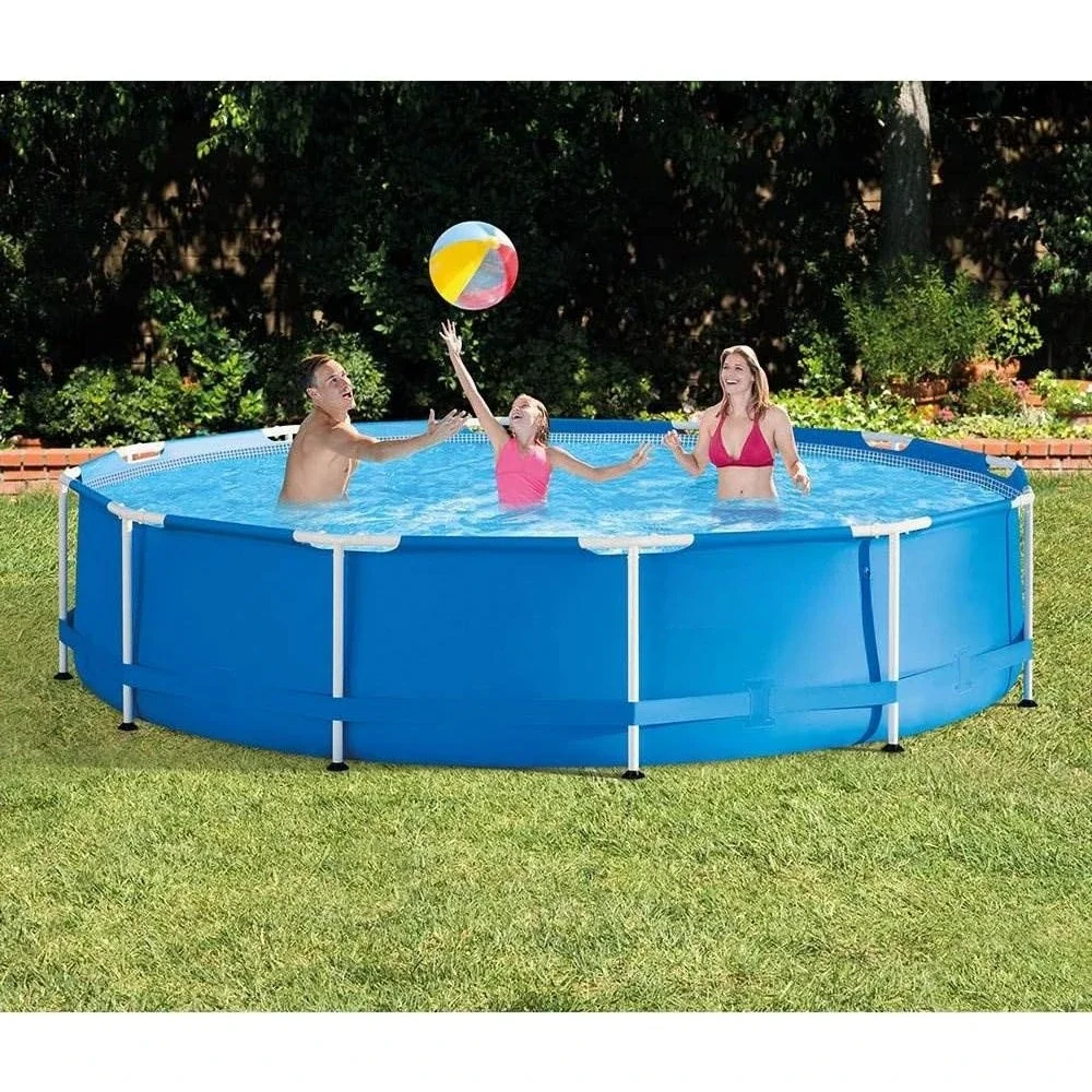 12 Feet Round Easy Set Metal Frame Above Ground Outdoor Backyard Swimming Family Pool for Kids and Adults Ages 6 and Up Garden