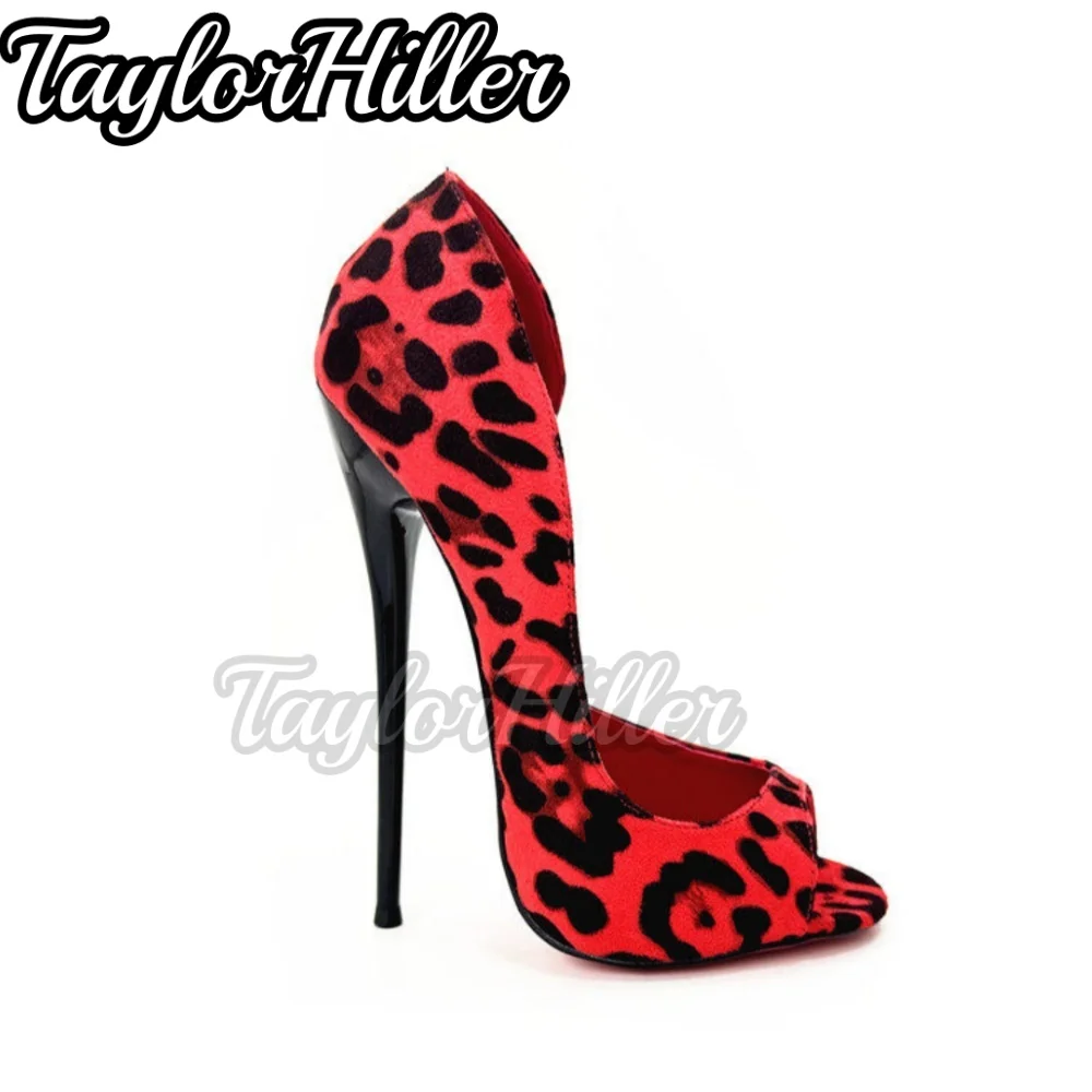 

Сексуальные красные босоножки с леопардовым принтом на высоком каблуке, с открытым носком, без застежек, на шпильке, женские, люксовые, дизайнерские, для вечеринок, современные туфли 2026