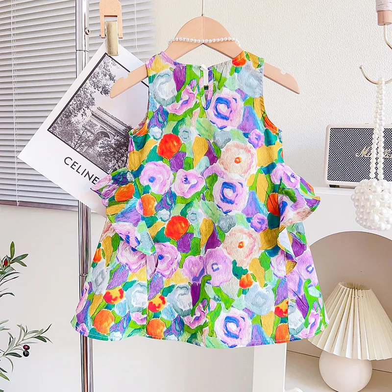 Baby Girl Princess Cotton Floral Dress Puff Sleeve Infant Toddler Girl Vintage Flower Vestido Pastoralism Baby Clothes 1-7Y